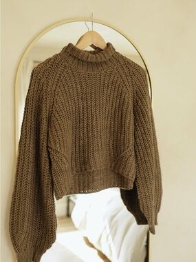 Chunky Brown Mock Neck Sweater